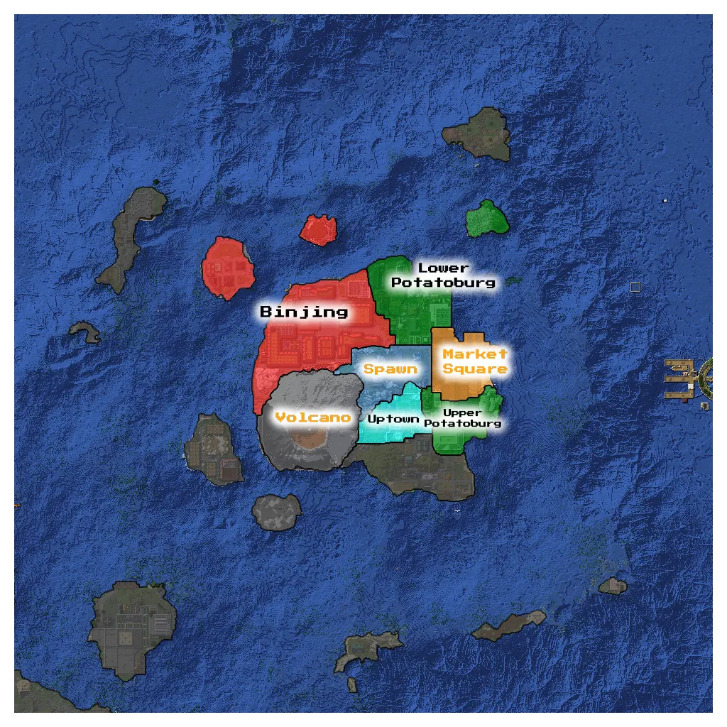 Map of all regions on the Alinea server