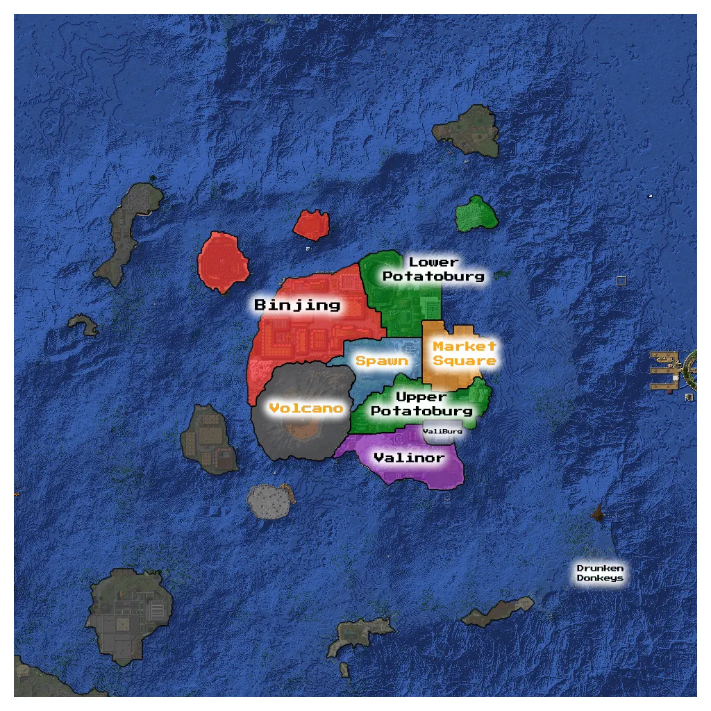 Map of all regions on the Alinea server